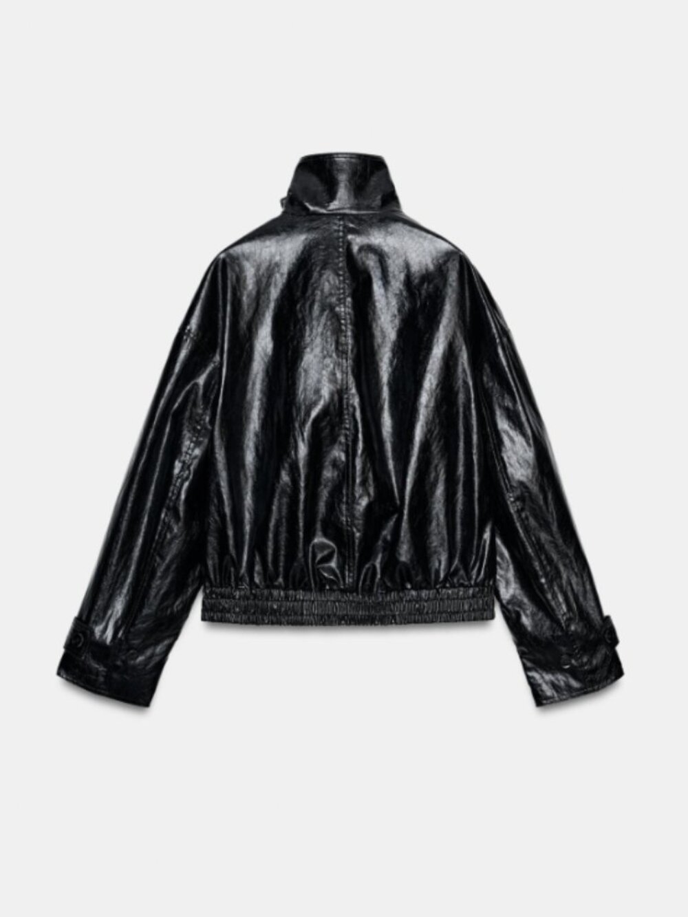 BNWT ZARA WOMEN FAUX LEATHER JACKET WITH SCARF ZW COLLECTION BLACK - Picture 9 of 11